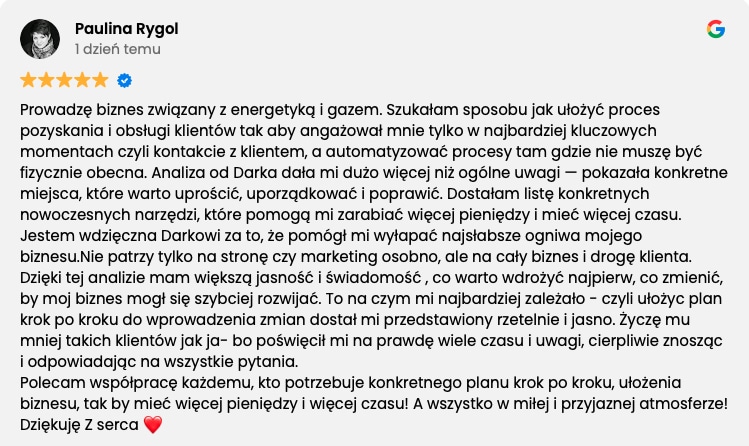 Paulina Rygol analiza opinia z Google